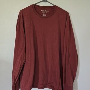 Eddie Bauer Maroon Long Sleeve Essential Tee 100% Cotton Size Large